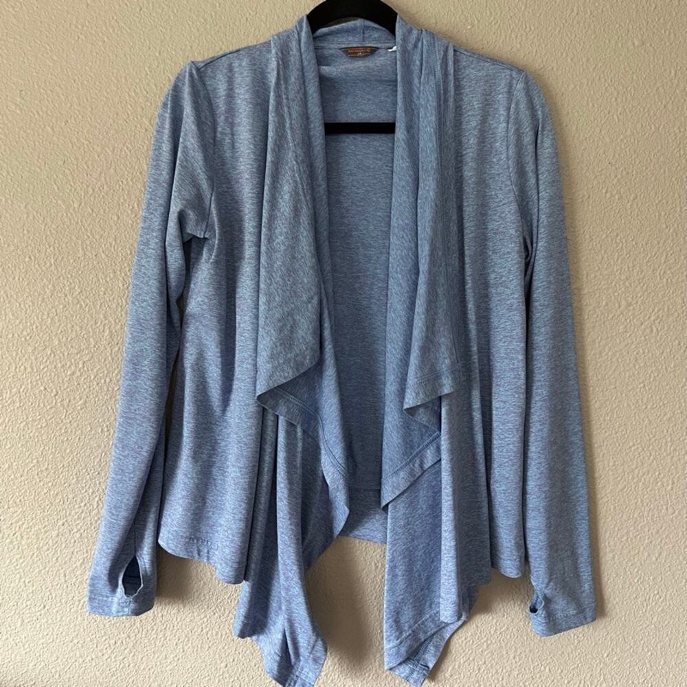 Merrell Open Drape Front Long Sleeve Cardigan Sweater Blue Purple Womens Small